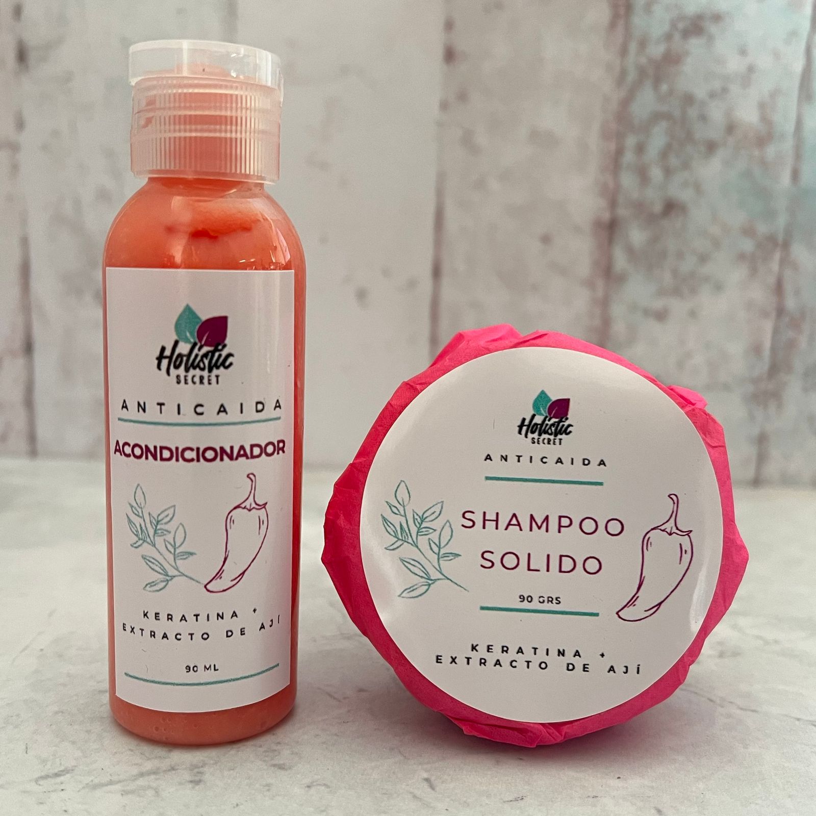 Shampoo solido Keratina + extracto de ají + regalo Holistic Secret