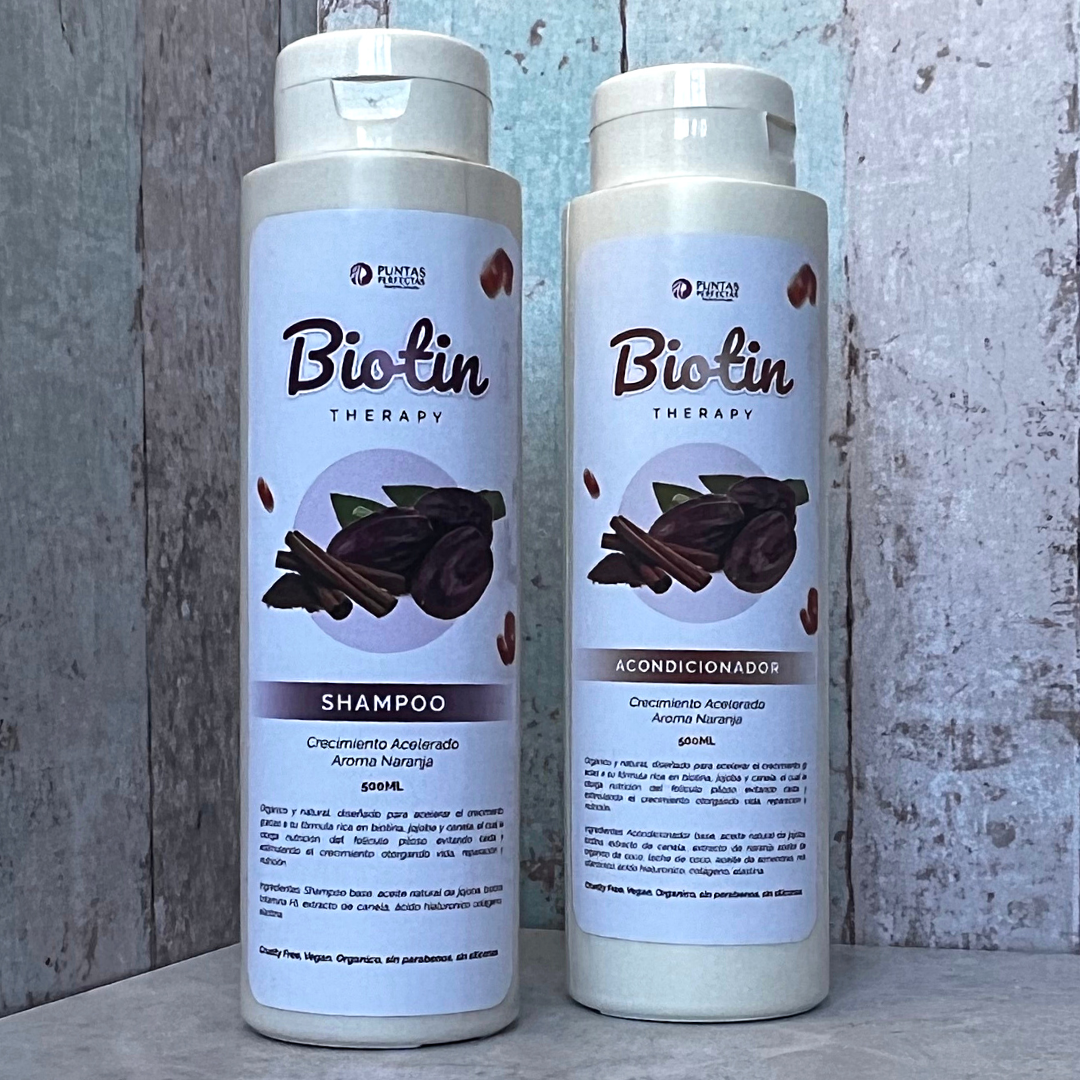 Pack Shampoo y acondicionador Orgánico BIOTIN Crecimiento Acelerado 500ml c/u