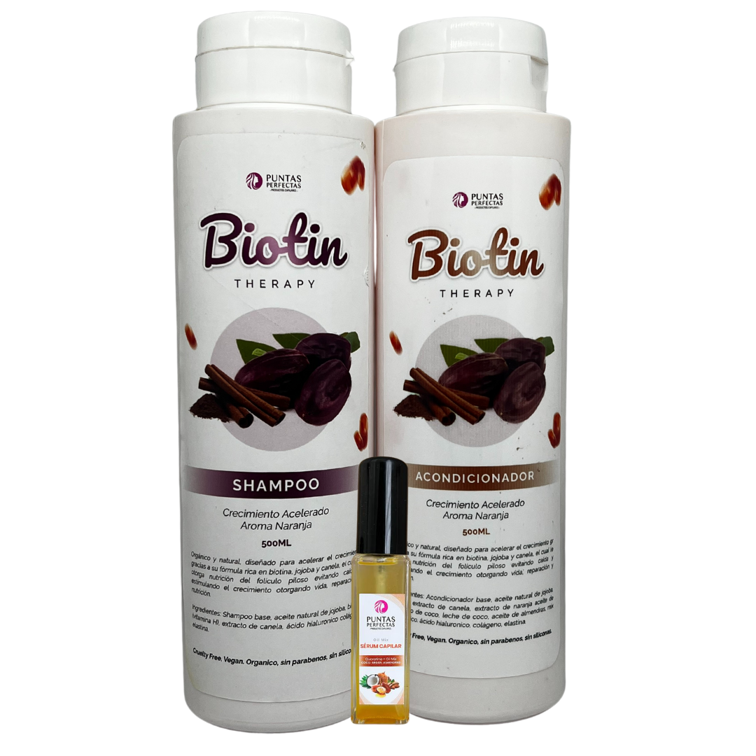Pack Shampoo y acondicionador Orgánico BIOTIN Crecimiento Acelerado 500ml c/u