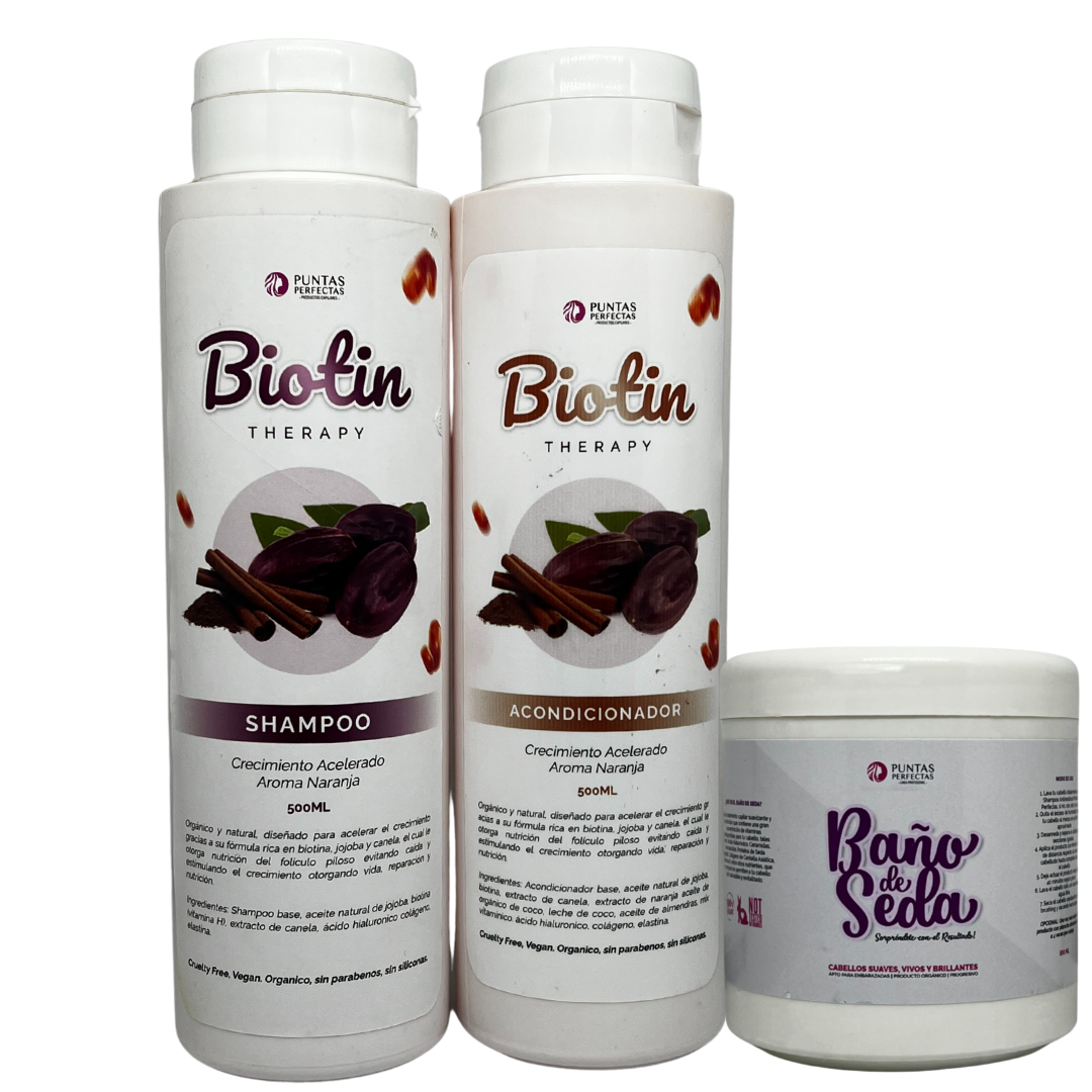 Pack Shampoo y acondicionador Orgánico BIOTIN Crecimiento Acelerado 500ml c/u