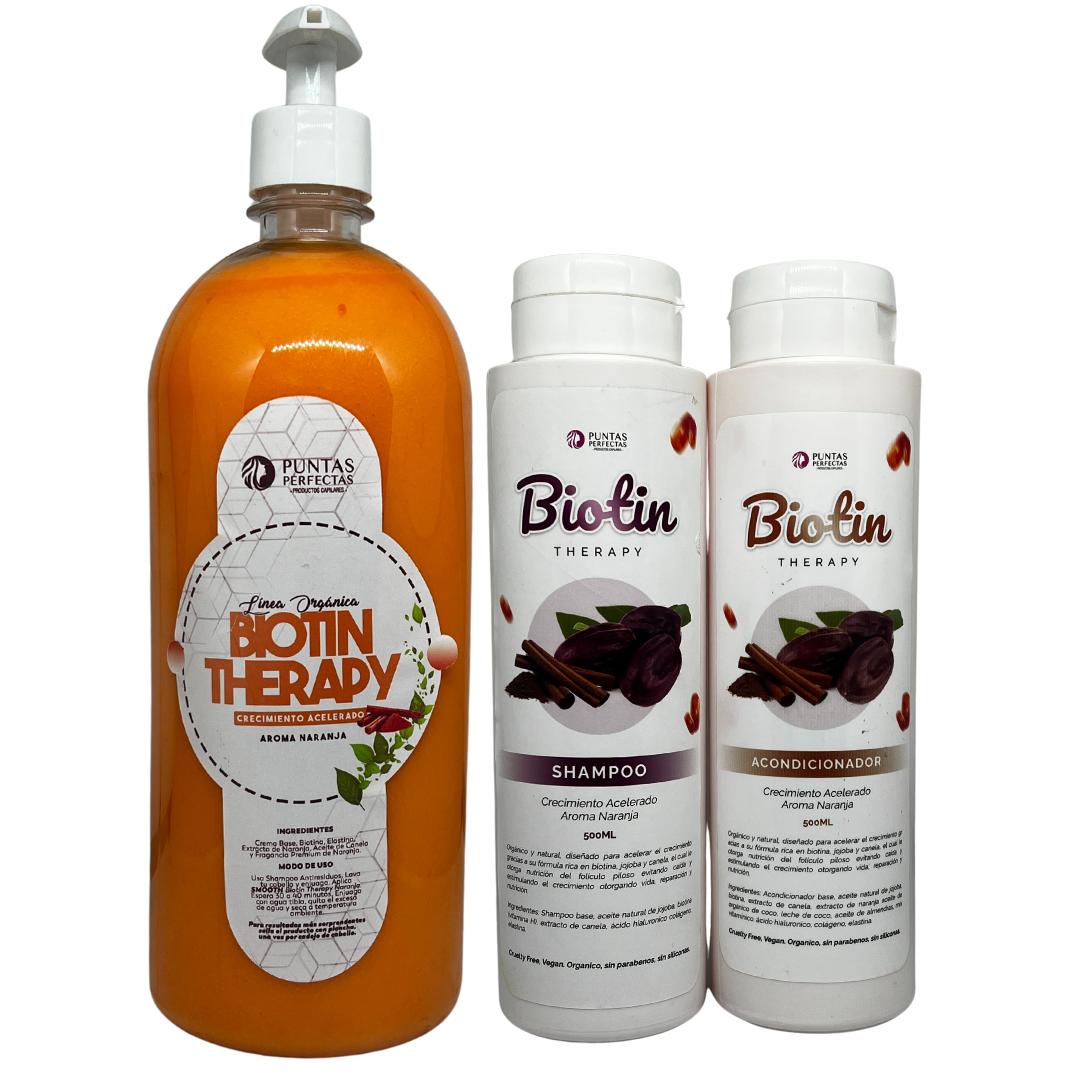 Pack Shampoo y acondicionador Orgánico BIOTIN Crecimiento Acelerado 500ml c/u