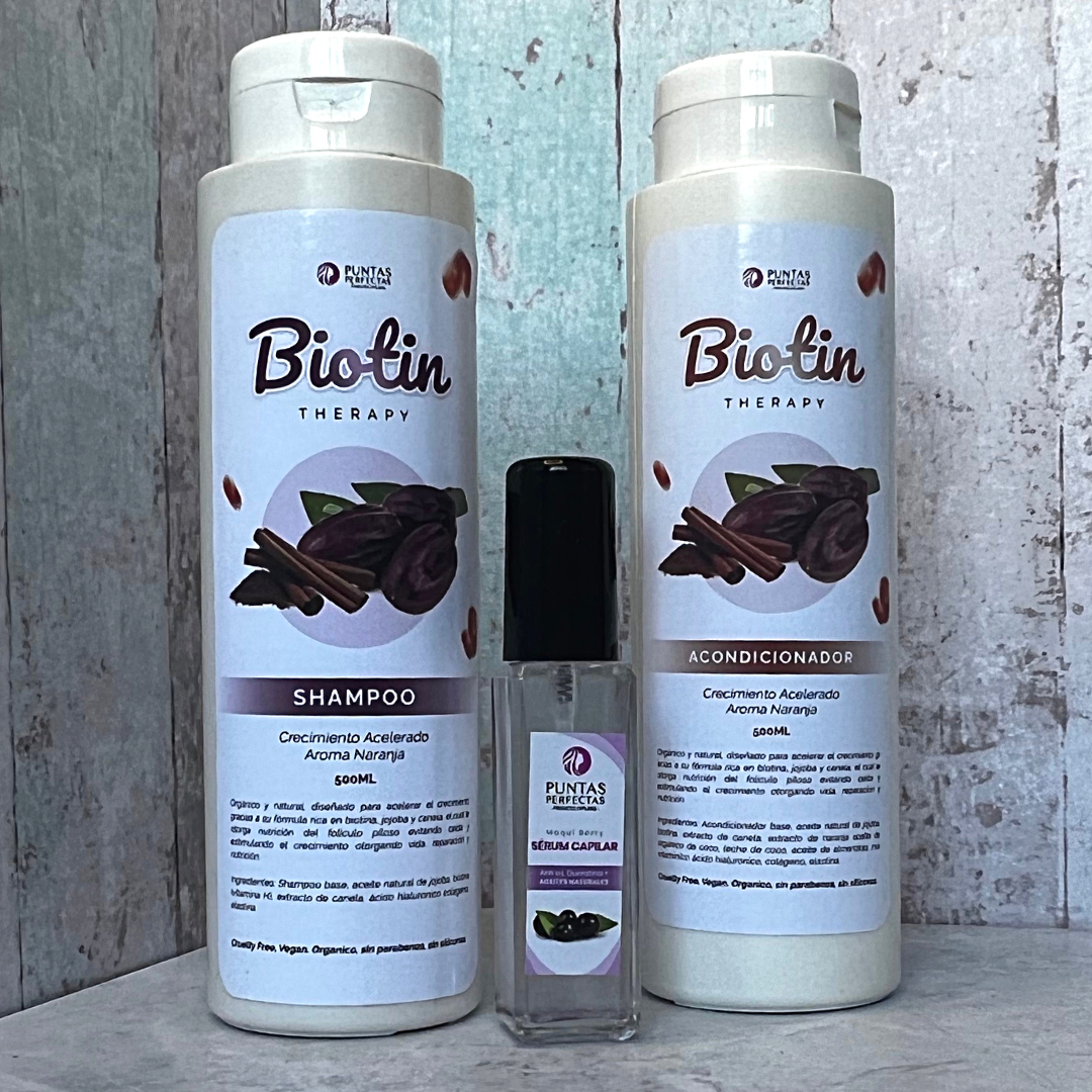 Pack Shampoo y acondicionador Orgánico BIOTIN Crecimiento Acelerado 500ml c/u