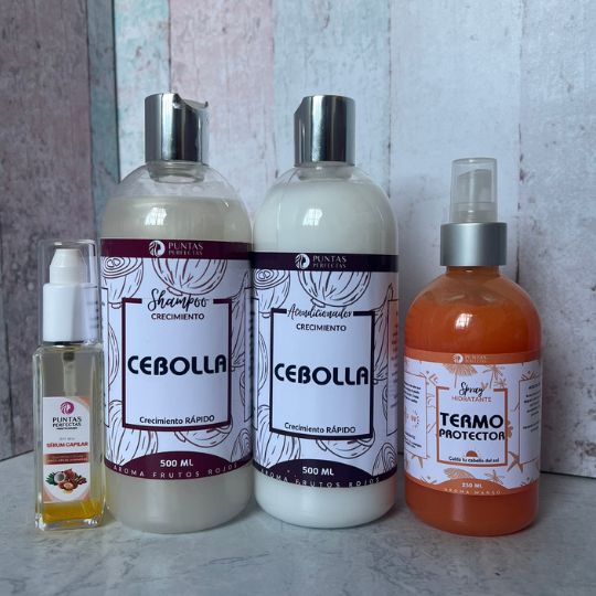 Pack Shampoo & Acondicionador CEBOLLA crecimiento 500ml + Termo Protector o Termo Alisante 250 ml+ Serum 40ml