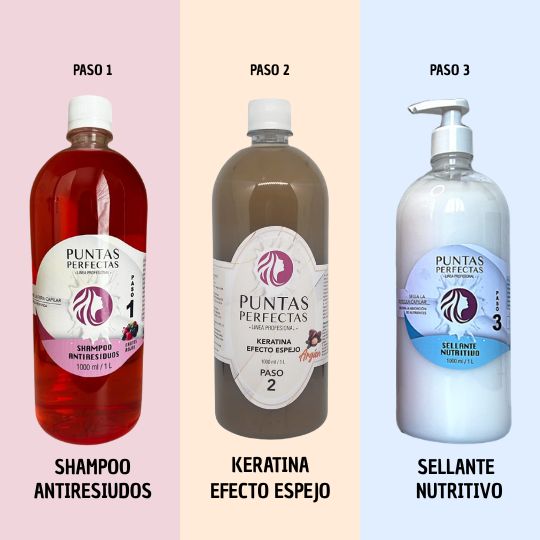 KERATINA A ELECCION  semi-liquido 1LT KIT 3 pasos Lavado inmediato(rinde de 15 a 20 aplicaciones)