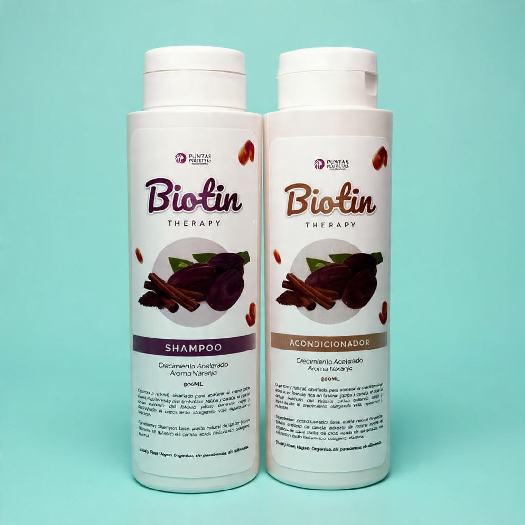 Pack Shampoo y acondicionador Orgánico BIOTIN Crecimiento Acelerado 500ml c/u