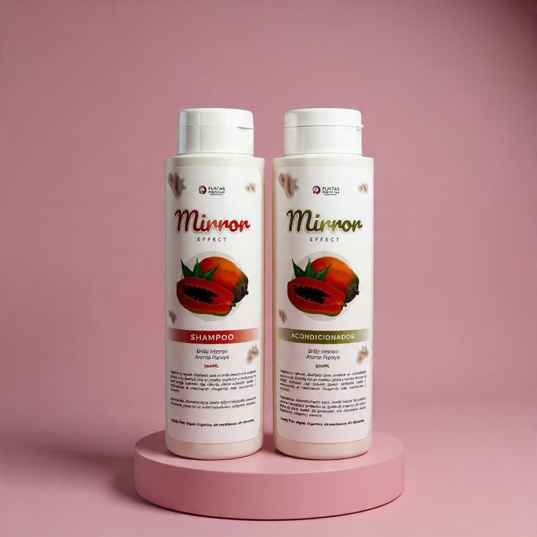 Pack Shampoo y acondicionador Orgánico Mirror Effect Brillo intenso 500ml c/u