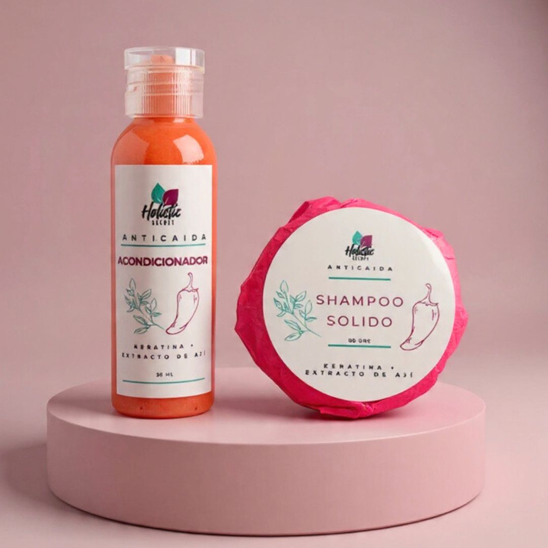 Shampoo solido Keratina + extracto de ají + regalo Holistic Secret