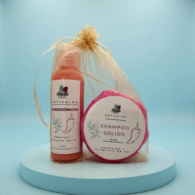 Shampoo solido Keratina + extracto de ají + regalo Holistic Secret