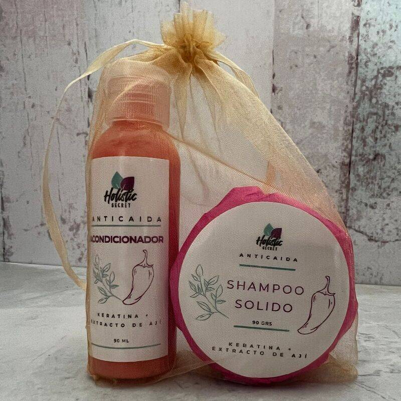 Shampoo solido Keratina + extracto de ají + regalo Holistic Secret