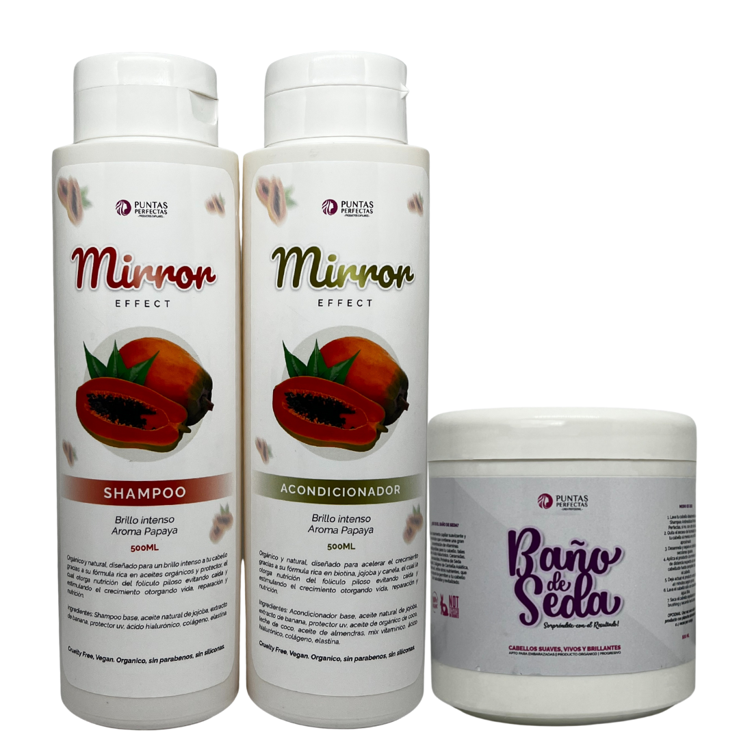 Pack Shampoo y acondicionador Orgánico Mirror Effect Brillo intenso 500ml c/u