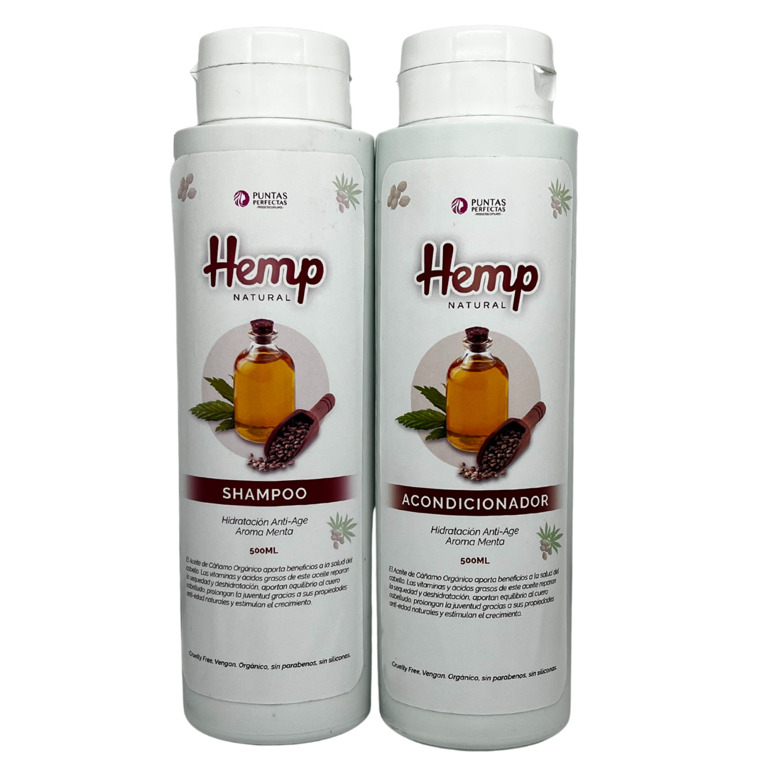 Pack Shampoo y acondicionador Orgánico HEMP NATURAL Cabellos y pieles delicadas 500ml c/u