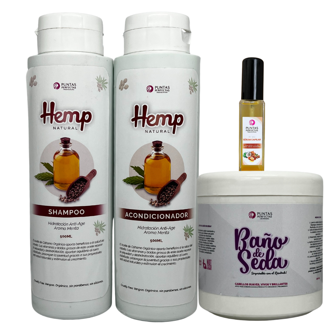 Pack Shampoo y acondicionador Orgánico HEMP NATURAL Cabellos y pieles delicadas 500ml c/u