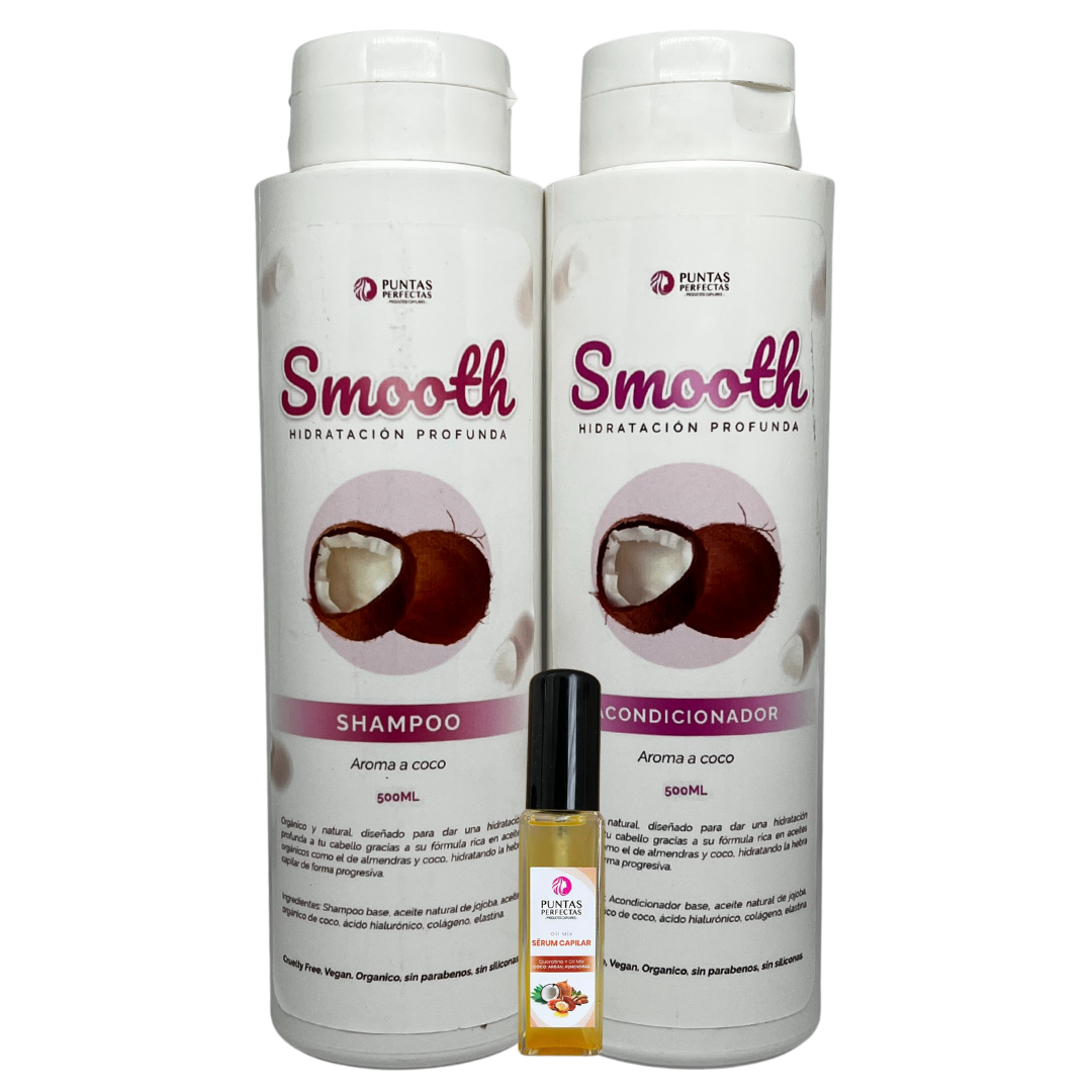 Pack Shampoo y acondicionador Orgánico SMOOTH Cabellos secos 500ml c/u