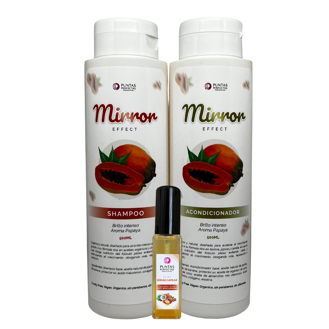 Pack Shampoo y acondicionador Orgánico Mirror Effect Brillo intenso 500ml c/u