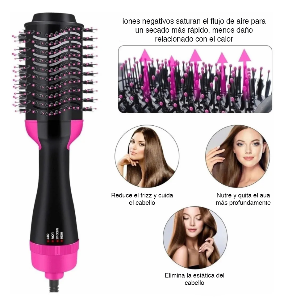 Cepillo secador alisado de pelo 3 en 1 el ctrico